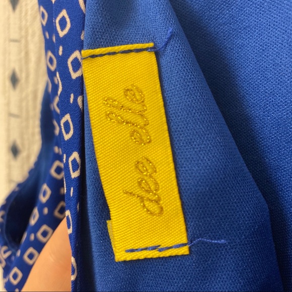 Royal Blue Dress with White Design - Picture 3 of 3